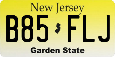 NJ license plate B85FLJ