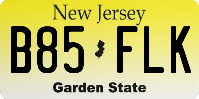NJ license plate B85FLK