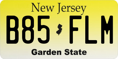 NJ license plate B85FLM