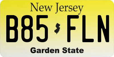 NJ license plate B85FLN