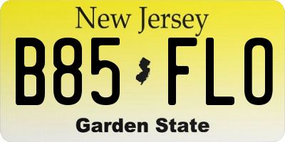 NJ license plate B85FLO