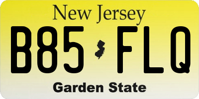 NJ license plate B85FLQ