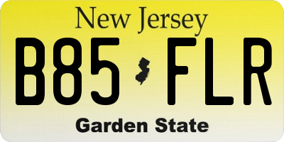 NJ license plate B85FLR