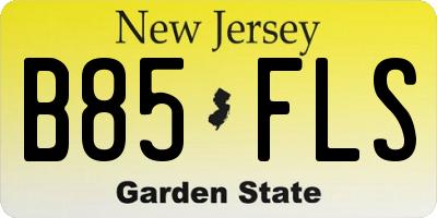 NJ license plate B85FLS