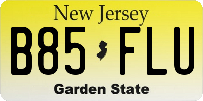 NJ license plate B85FLU