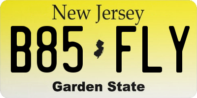 NJ license plate B85FLY