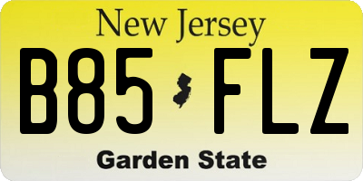 NJ license plate B85FLZ