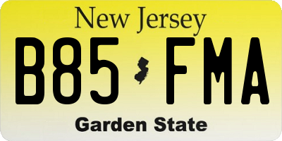 NJ license plate B85FMA