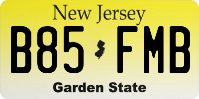 NJ license plate B85FMB