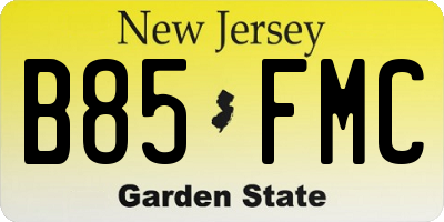 NJ license plate B85FMC
