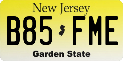 NJ license plate B85FME