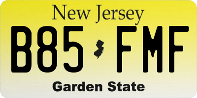 NJ license plate B85FMF