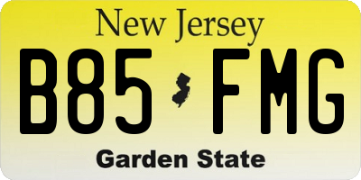NJ license plate B85FMG