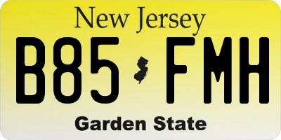 NJ license plate B85FMH
