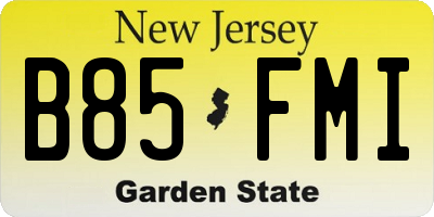 NJ license plate B85FMI