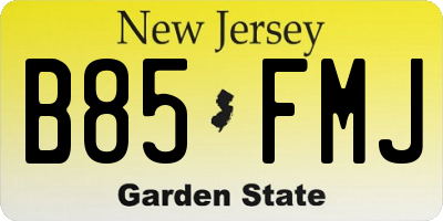 NJ license plate B85FMJ