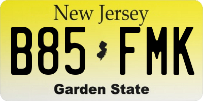 NJ license plate B85FMK