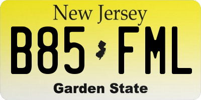 NJ license plate B85FML