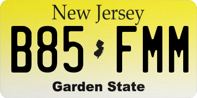 NJ license plate B85FMM