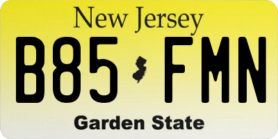 NJ license plate B85FMN