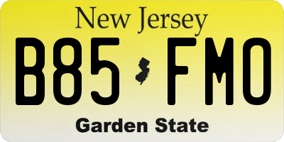 NJ license plate B85FMO