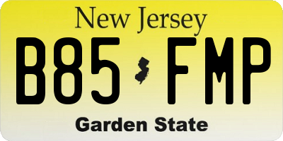 NJ license plate B85FMP