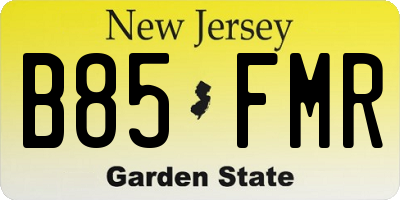 NJ license plate B85FMR