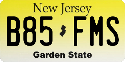 NJ license plate B85FMS