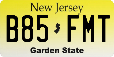 NJ license plate B85FMT