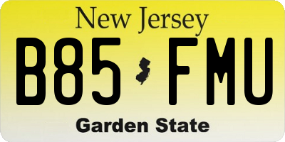NJ license plate B85FMU