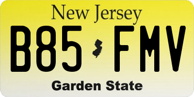 NJ license plate B85FMV