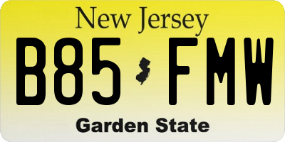 NJ license plate B85FMW