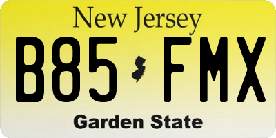 NJ license plate B85FMX