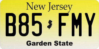 NJ license plate B85FMY