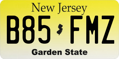 NJ license plate B85FMZ
