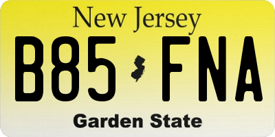 NJ license plate B85FNA