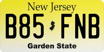 NJ license plate B85FNB
