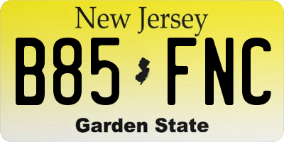 NJ license plate B85FNC