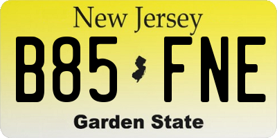 NJ license plate B85FNE