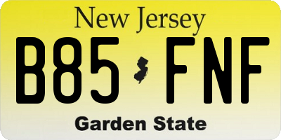 NJ license plate B85FNF