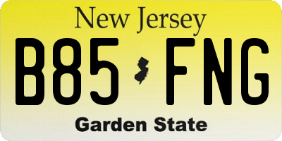 NJ license plate B85FNG