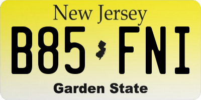 NJ license plate B85FNI