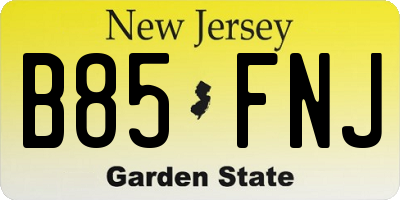 NJ license plate B85FNJ