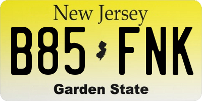 NJ license plate B85FNK
