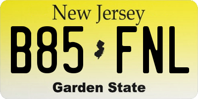 NJ license plate B85FNL