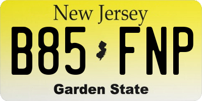 NJ license plate B85FNP