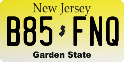 NJ license plate B85FNQ