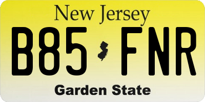 NJ license plate B85FNR