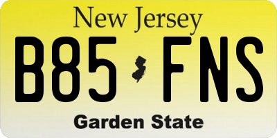 NJ license plate B85FNS