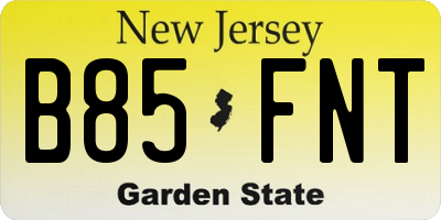 NJ license plate B85FNT